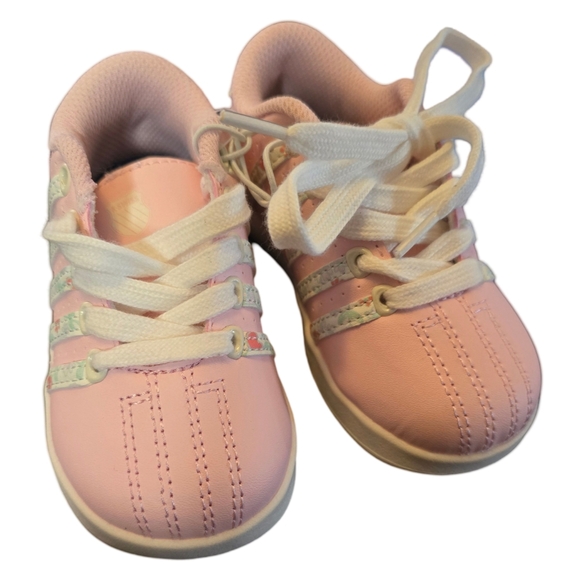 K-SWISS Toddler Girl's Pink Tennis Shoes w Floral Stripes NEW - Main Image
